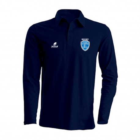 Polo AUCKLAND manches longues Marine Homme Coupe Regular COTE DE NACRE RUGBY